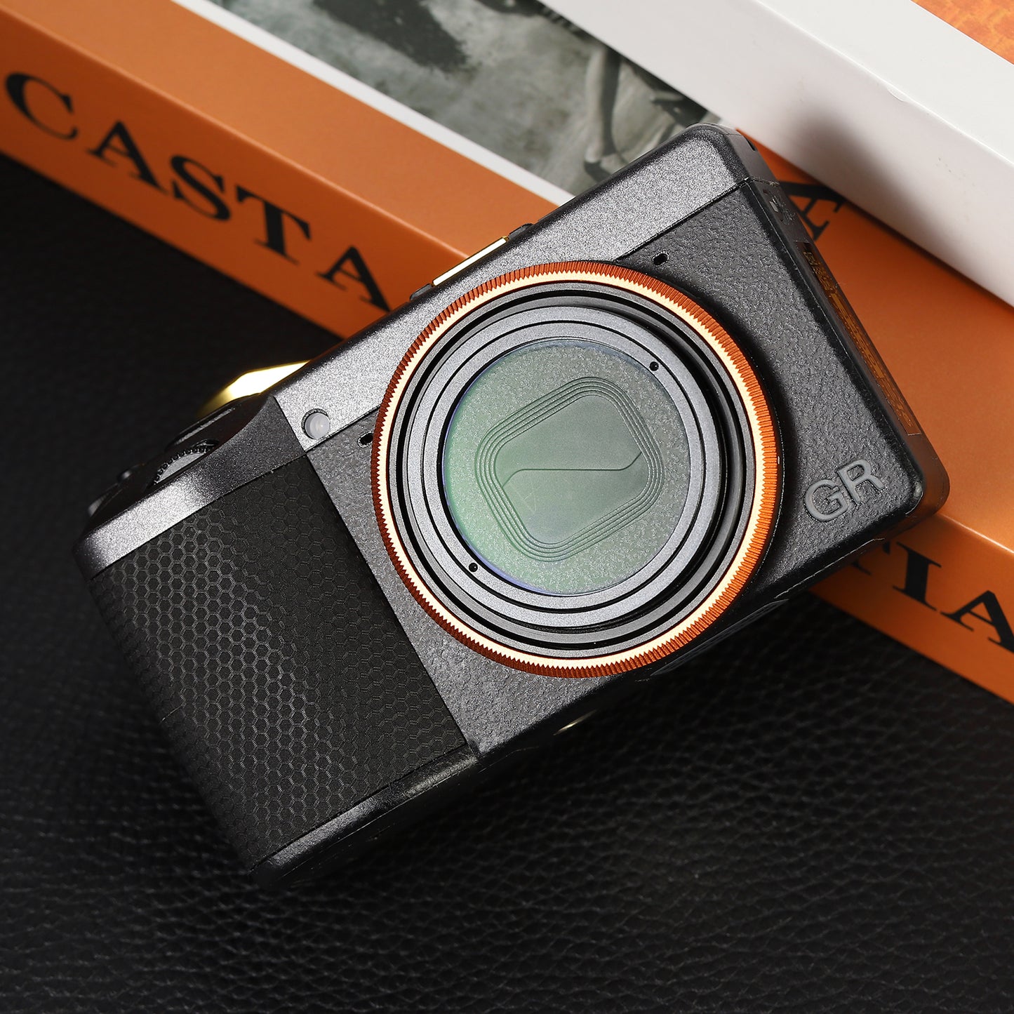 Haoge RRC-GR4-Orange Metal Decorate Ring Cap for RICOH GR IV Camera replaces GN-3