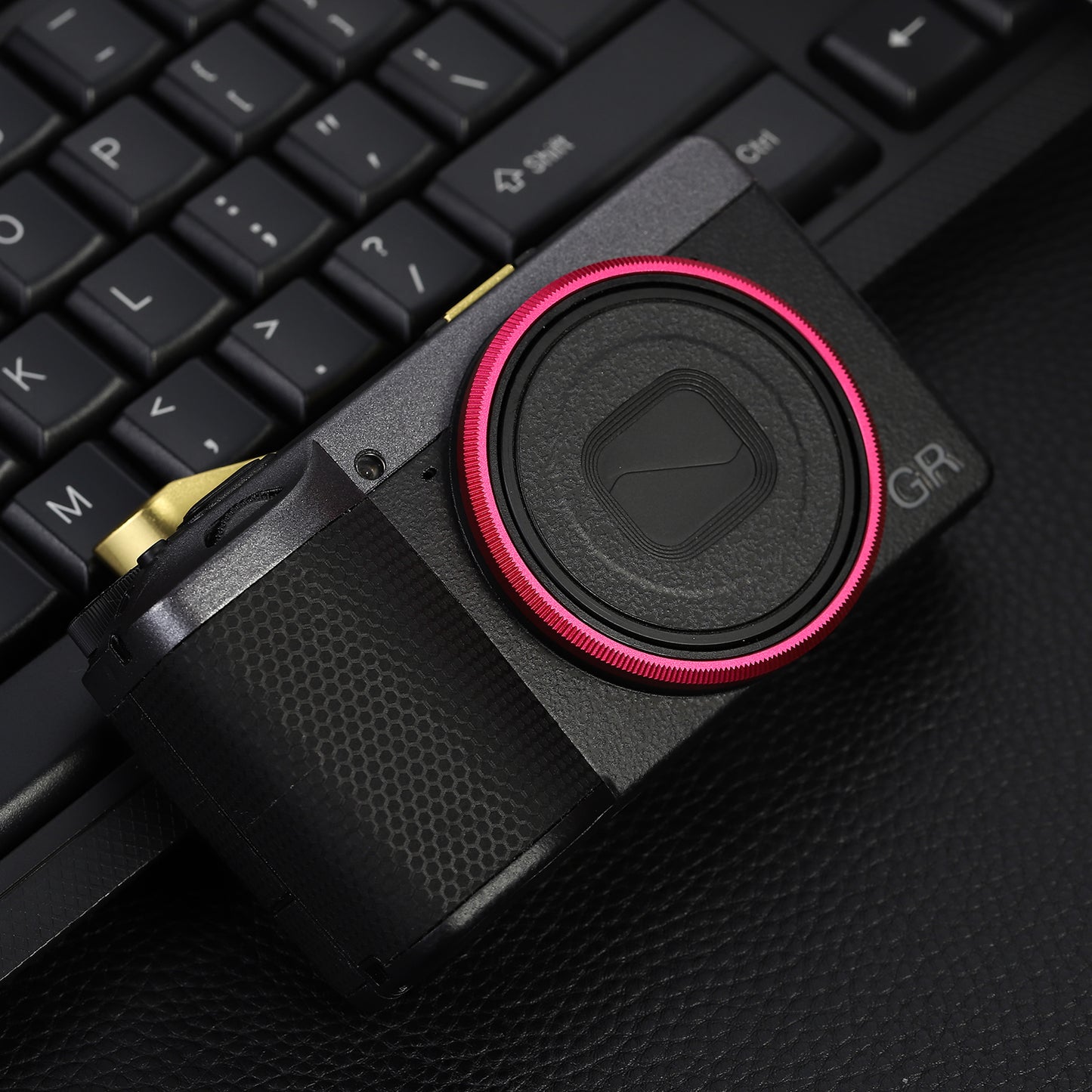 Haoge RRC-GR4-Rose red Metal Decorate Ring Cap for RICOH GR IV Camera replaces GN-3