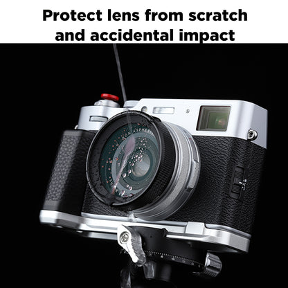 Haoge LUV-X54B メタルレンズフード MC UVカット マルチコート 紫外線レンズフィルター付き Fujifilm Fuji X100Vカメラ用 ブラック