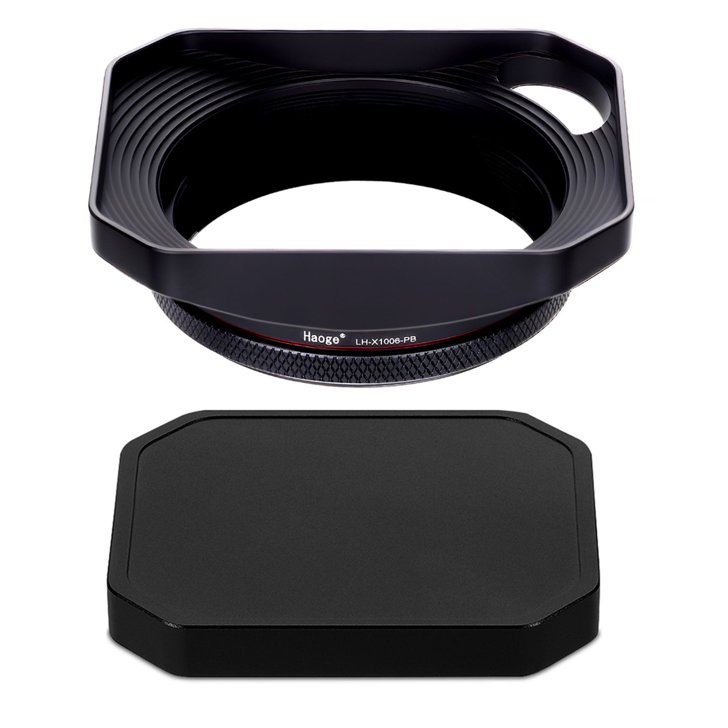 Haoge Square Metal Lens Hood with 49mm Uv Filter Adapter Ring for Fujifilm X100VI Fuji X100V X100F X100T X100S X70 Fuji Photo Camera Accessories Hollow Out Designed Black