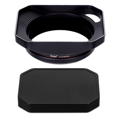 Haoge Square Metal Lens Hood with 49mm Uv Filter Adapter Ring for Fujifilm X100VI Fuji X100V X100F X100T X100S X70 Fuji Photo Camera Accessories Hollow Out Designed Black