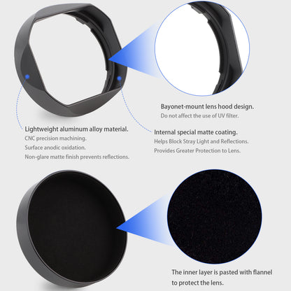 Haoge LH-X13B Bayonet Dedicated Lens Hood of Square Metal for Fuji Fujifilm Fujinon XF 18-55mm F2.8-4 R LM OIS Lens and Fujinon XF 14mm F2.8 R Lens on X-Pro3 XT30 XT4 Camera (New Version with a Hood Metal Cap)