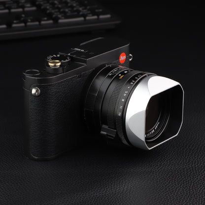 Haoge Metal Square Lens Hood for Leica q3 Q2 Q  Q-P QP Q3 Typ116 Camera Accessories silver LH-LQW