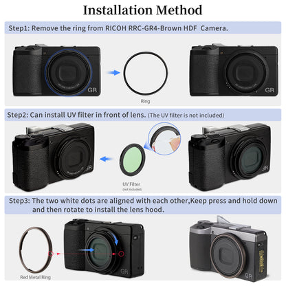 Haoge RRC-GR4-Brown Metal Decorate Ring Cap for RICOH GR IV Camera replaces GN-3