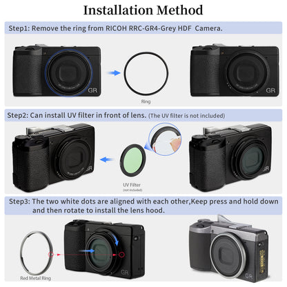 Haoge RRC-GR4-Grey Metal Decorate Ring Cap for RICOH GR IV Camera replaces GN-3