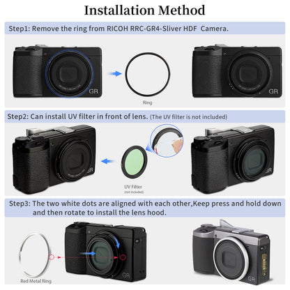 Haoge RRC-GR4-Sliver Metal Decorate Ring Cap for RICOH GR IV Camera replaces GN-3