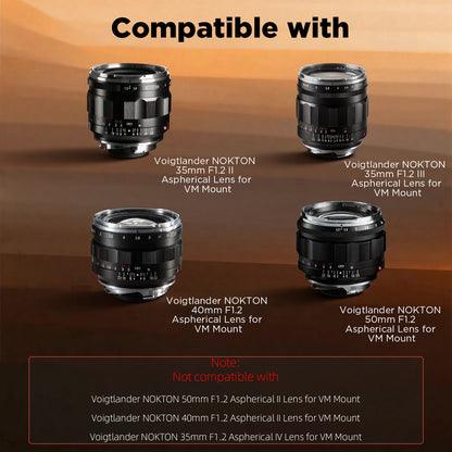 Haoge New version Metal Square Lens Hood Shade for Voigtlander Nokton Aspherical ASPH 40mm f/1.2 VM , 35mm f1.2 II/III VM , 50mm f1.2 VM Leica M Lens replaces LH-8 Black LH-VM35-NB