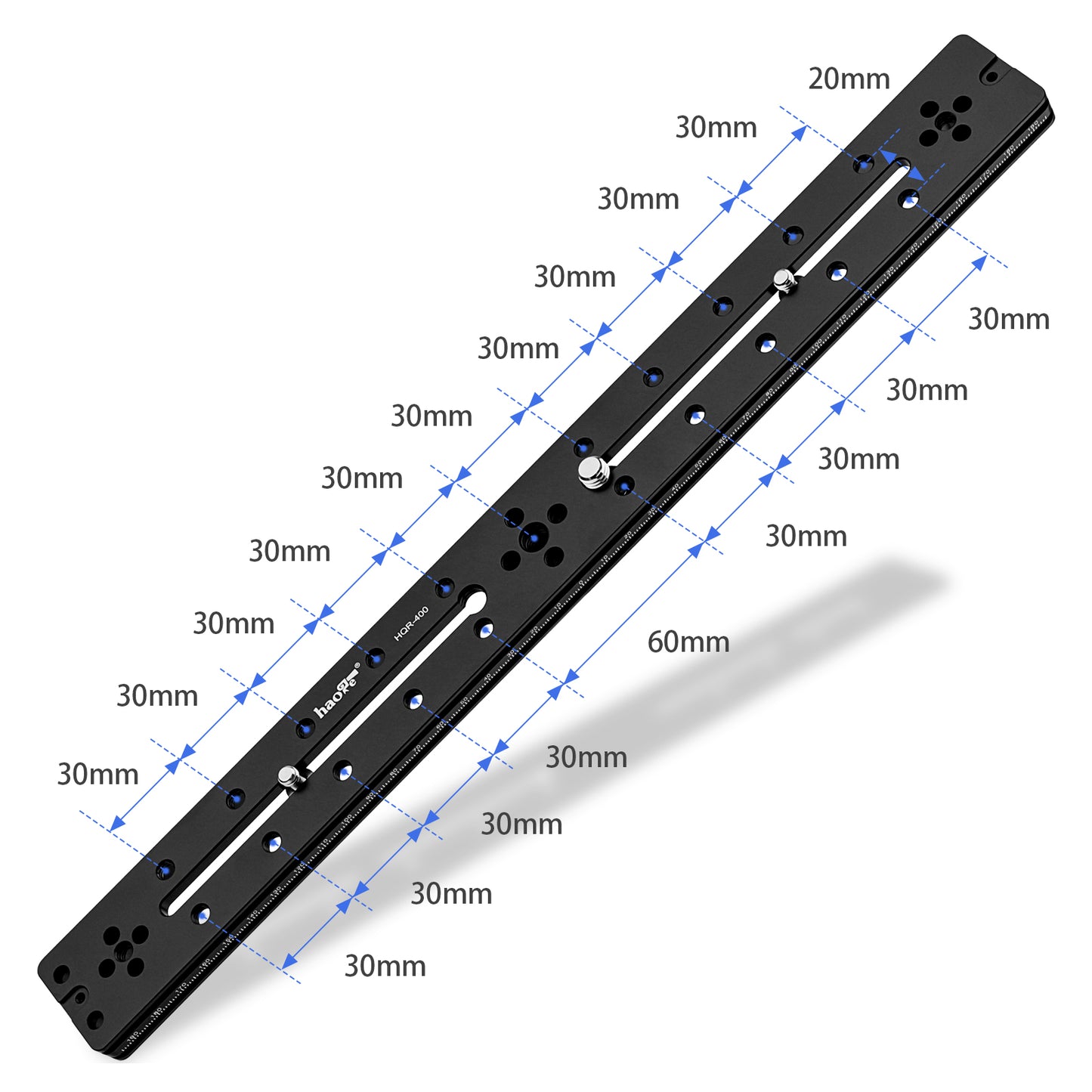 Haoge HQR-400 400mm Multi-purpose Dual Dovetail Long Quick Release Extender Rail Sliding Plate for Camera Tripod Ballhead Clamp fit Benro Arca Swiss Sunwayfoto