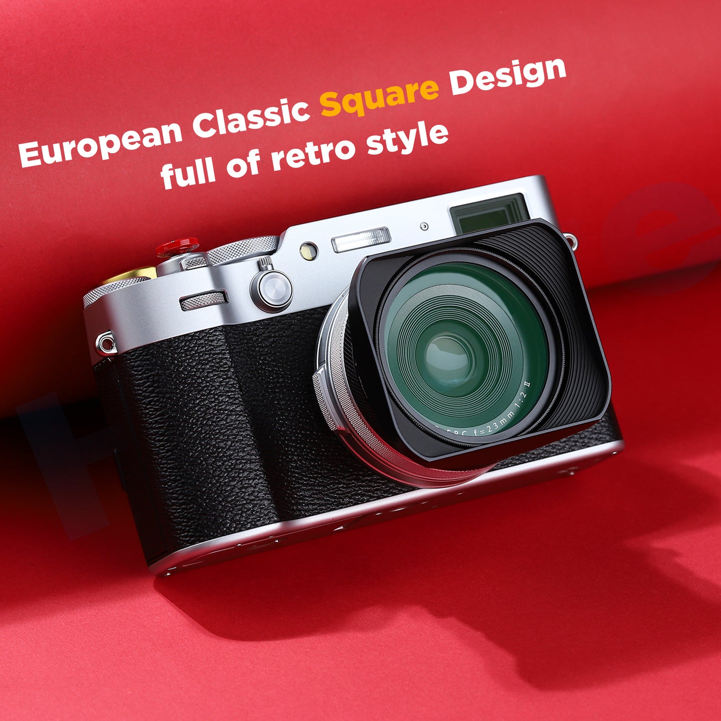 Haoge LH-X200B Square Metal Lens Hood with 49mm Adapter Ring for Fujifilm Fuji X100VI X100V X100F X100T X100S X100 X70 Fuji Photo Camera Accessories Black