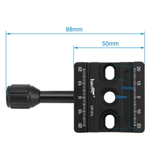 Haoge CP-51L 50mm Screw Knob Clamp Adapter Mount with Long Arm for Quick Release QR Plate Camera Tripod Ballhead Monopod Ball Head Fit Arca Swiss