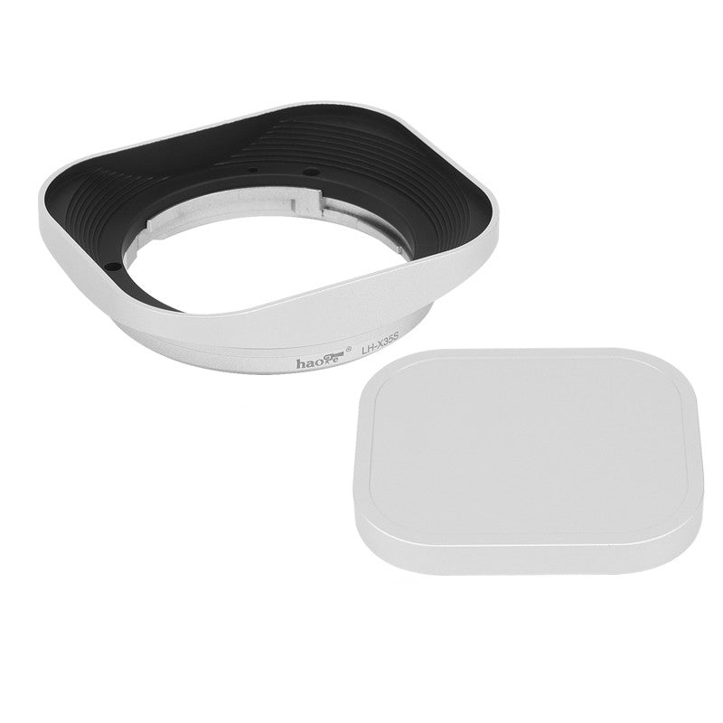 Haoge LH-X35S Square Metal Lens Hood Shade for Fujifilm Fuji Fujinon XF 35mm F2 ,XF 23mm f2 R WR and XC35mm F2 lens Silver