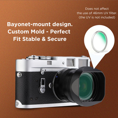 Haoge New Square Metal Lens Hood for Carl Zeiss C Sonnar T* 1.5/50 50mm f1.5 ZM, Biogon T* 2.8/25 25mm f2.8 ZM, 2.8/28 28mm f2.8 ZM Lens LH-ZV03-NB