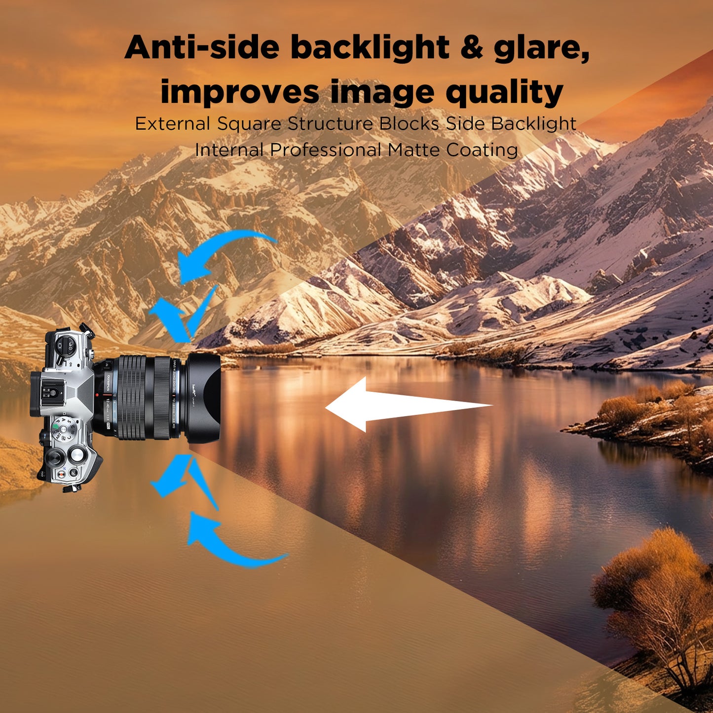 Haoge Square Metal Lens Hood Shade for Olympus M.ZUIKO ED 25mm f/1.2 PRO Lens 25MM F1.2