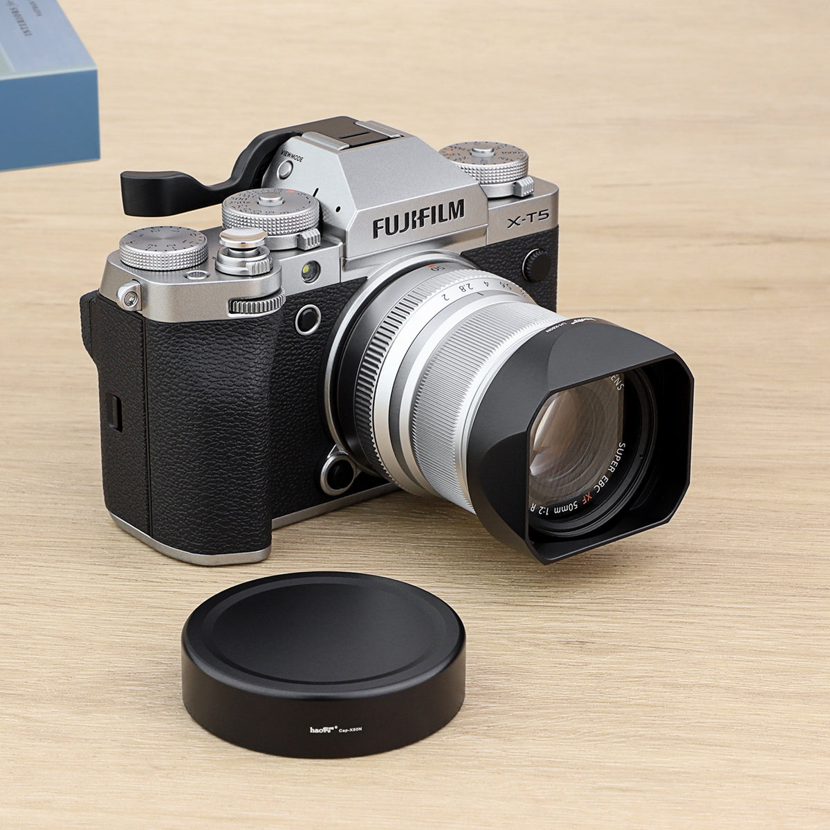 Haoge LH-X50N Bayonet Square Metal Lens Hood for Fujifilm Fuji Fujinon XF 50mm F2 R WR Lens With Metal Cap Kit on X-Pro3 X-T4 X-S10 Camera