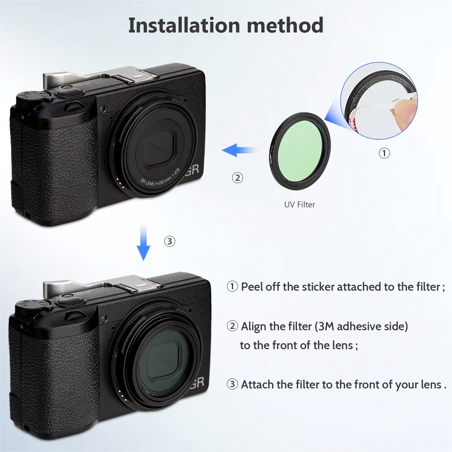 Haoge UV-GR Ultra Slim MC UV Protection Multicoated Ultraviolet Lens Filter for RICOH GR4 GRIV GR III GR IIIX Ricoh grIII grIIIX GR3 GR3X HDF Digital camera accessories
