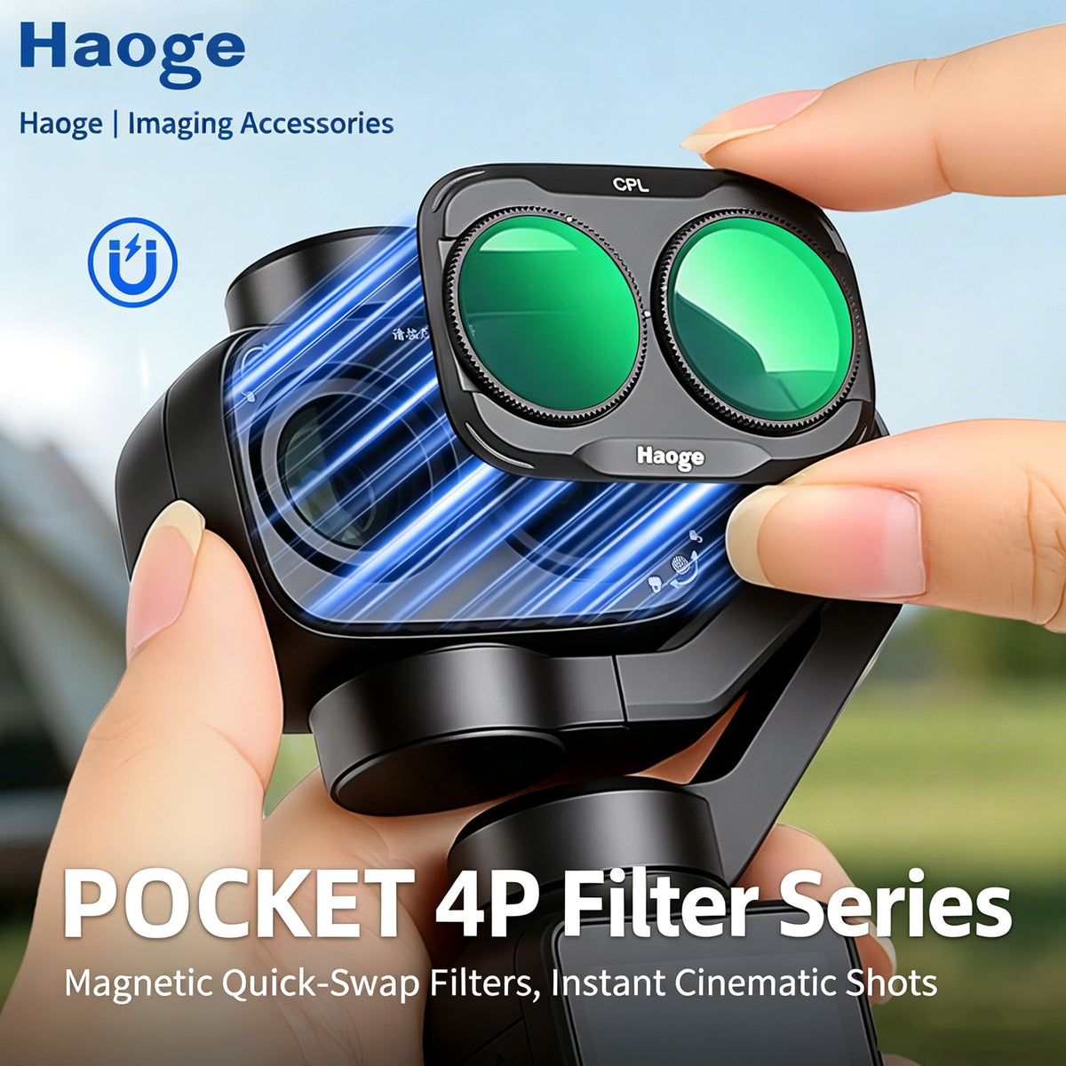 Haoge 4P Magnetic Filter Kit for DJI Osmo Pocket 4 Pro CPL 1/4 Black Mist ND2-32 MCUV Wide-Angle Lens HD Optical Glass Filter Vlog Filter Camera Accessories