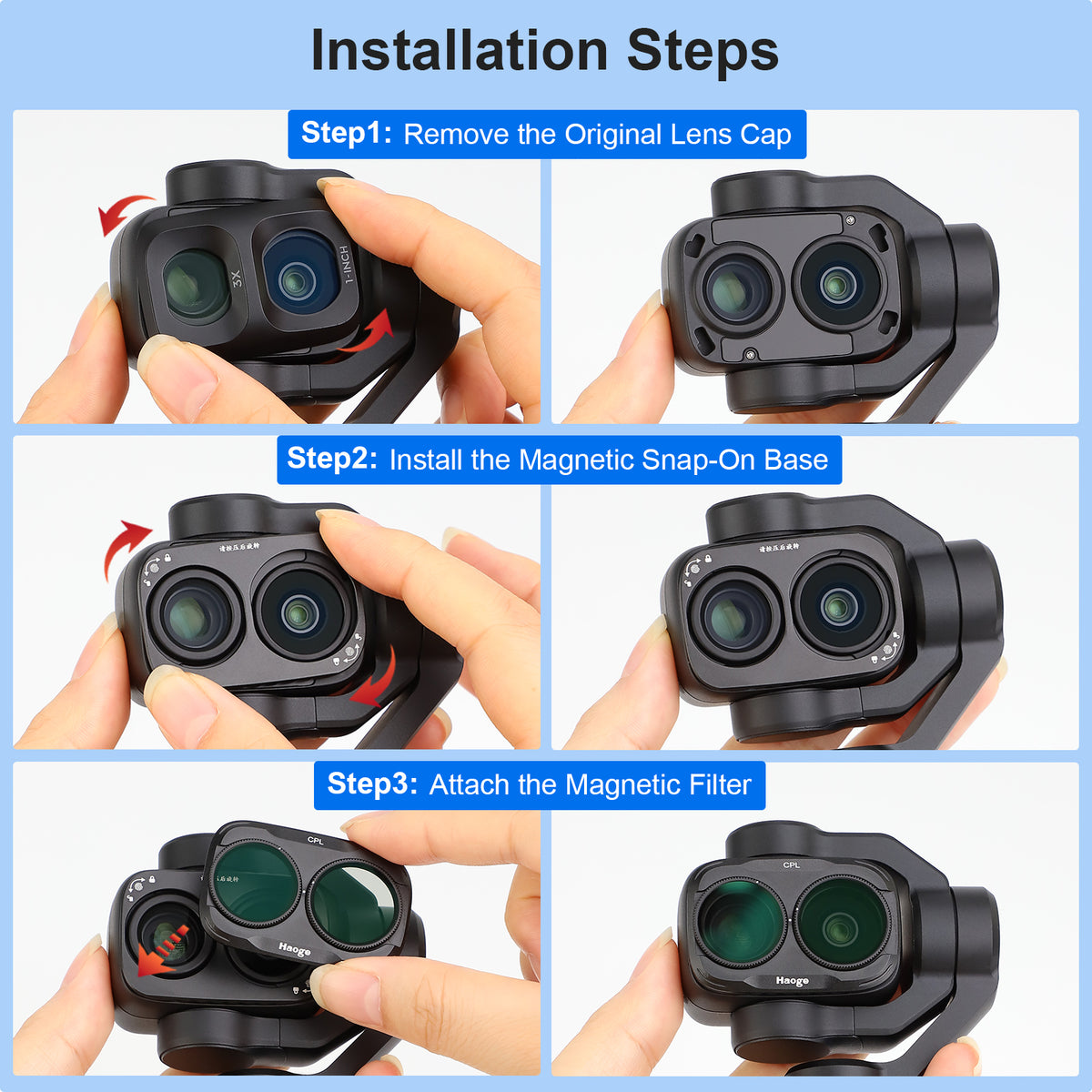 Haoge Magnetic Variable ND Filter ND2-32(1-5 Stops) for DJI Osmo Pocket 4 Pro (4P),VND 1-5