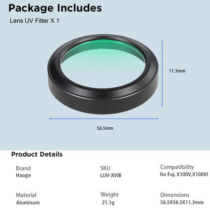 Haoge MC UV Camera Lens Protection Filter for Fujifilm X100VI Fuji X100V Camera with integrated adapter ring Black LUV-XVIB
