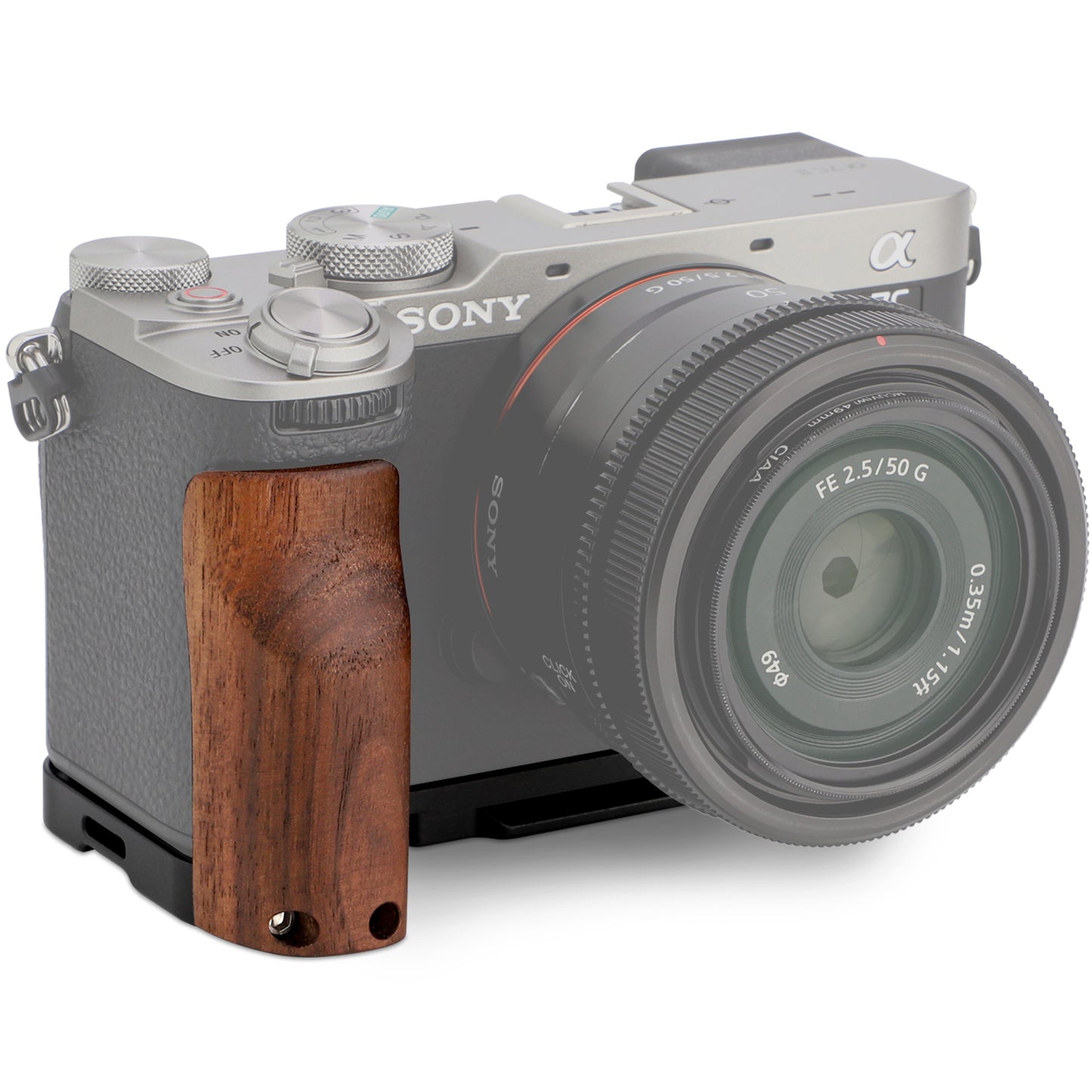 Haoge Wooden Side Handle for Sony A7CR a7cii Camera - Premium Rosewood Grip with Quick Release Plate, Extra Tripod 1/4 Hole & Hand Strap Hole Black HG-A7CR-B