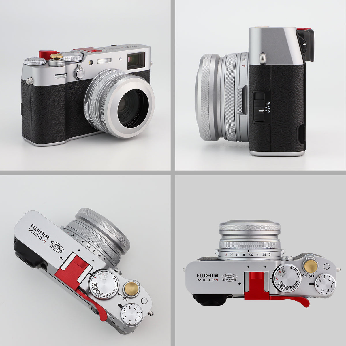 Haoge LH-X51W 2in1 オールメタル 超薄型レンズフード アダプターリングセット付き Fuji Fujifilm FinePix X100V X100VIカメラ用 シルバー