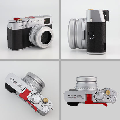 Haoge LH-X51W 2in1 オールメタル 超薄型レンズフード アダプターリングセット付き Fuji Fujifilm FinePix X100V X100VIカメラ用 シルバー