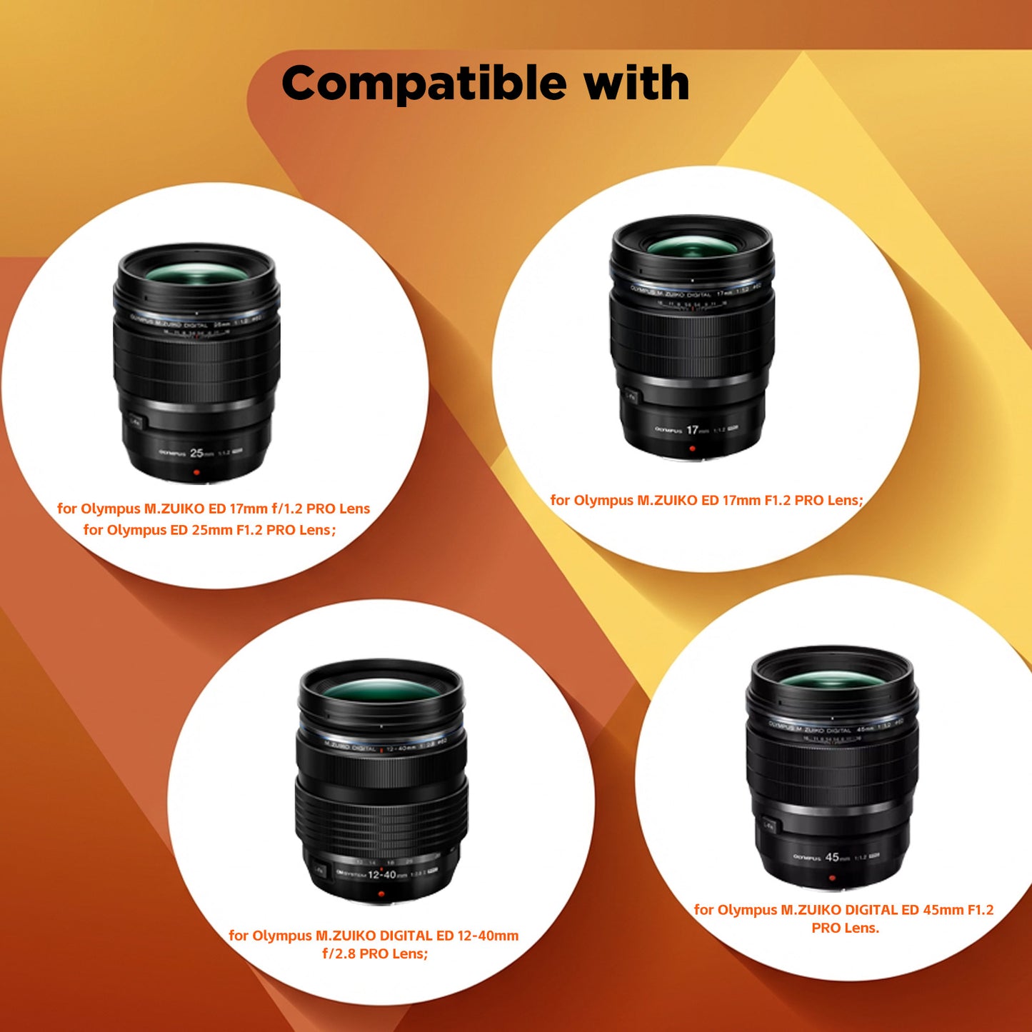 Haoge LH-OP17 Square Metal Lens Hood Shade for Olympus M.ZUIKO DIGITAL ED 45mm F1.2 PRO Lens 45MM F1.2