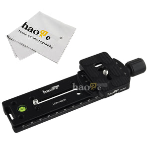 Haoge 140mm Nodal Slide Double Dovetail Focusing Rail Plate with Metal Quick Release Clamp and 60mm Plate for Camera Panoramic Panorama Close Up Macro Shoot fit Arca Swiss RRS Benro Kirk