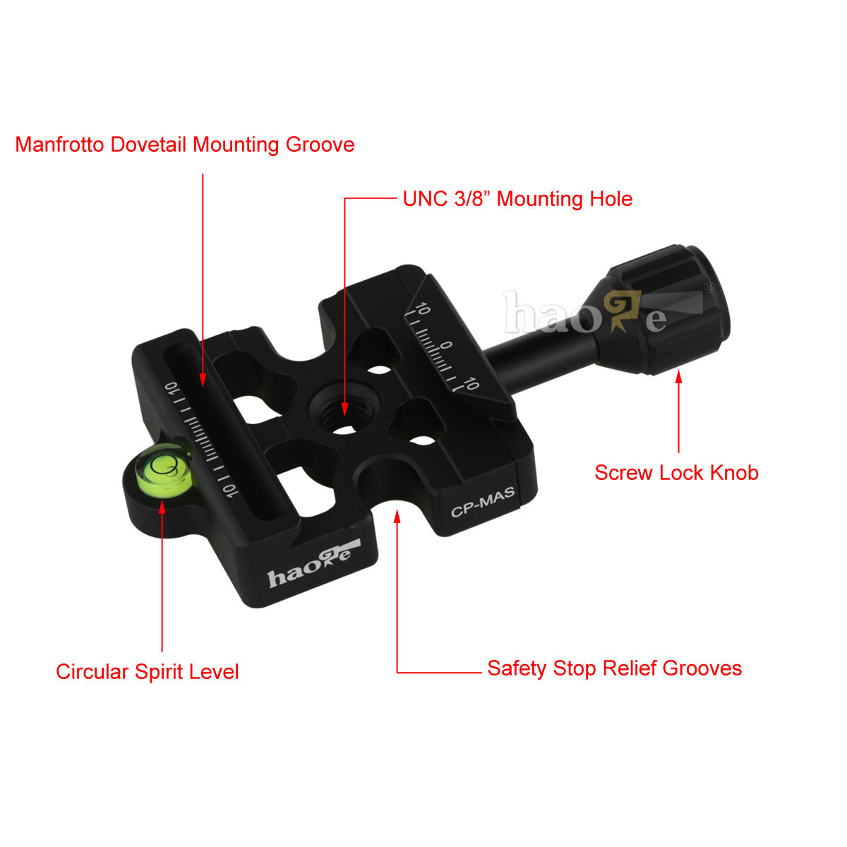 Haoge Screw Knob Quick Release QR Clamp Compatible with Bogen 3157N / Manfrotto 200PL-14 RC2 / Arca Swiss for Tripod Head