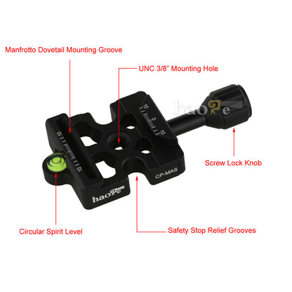 Haoge Screw Knob Quick Release QR Clamp Compatible with Bogen 3157N / Manfrotto 200PL-14 RC2 / Arca Swiss for Tripod Head