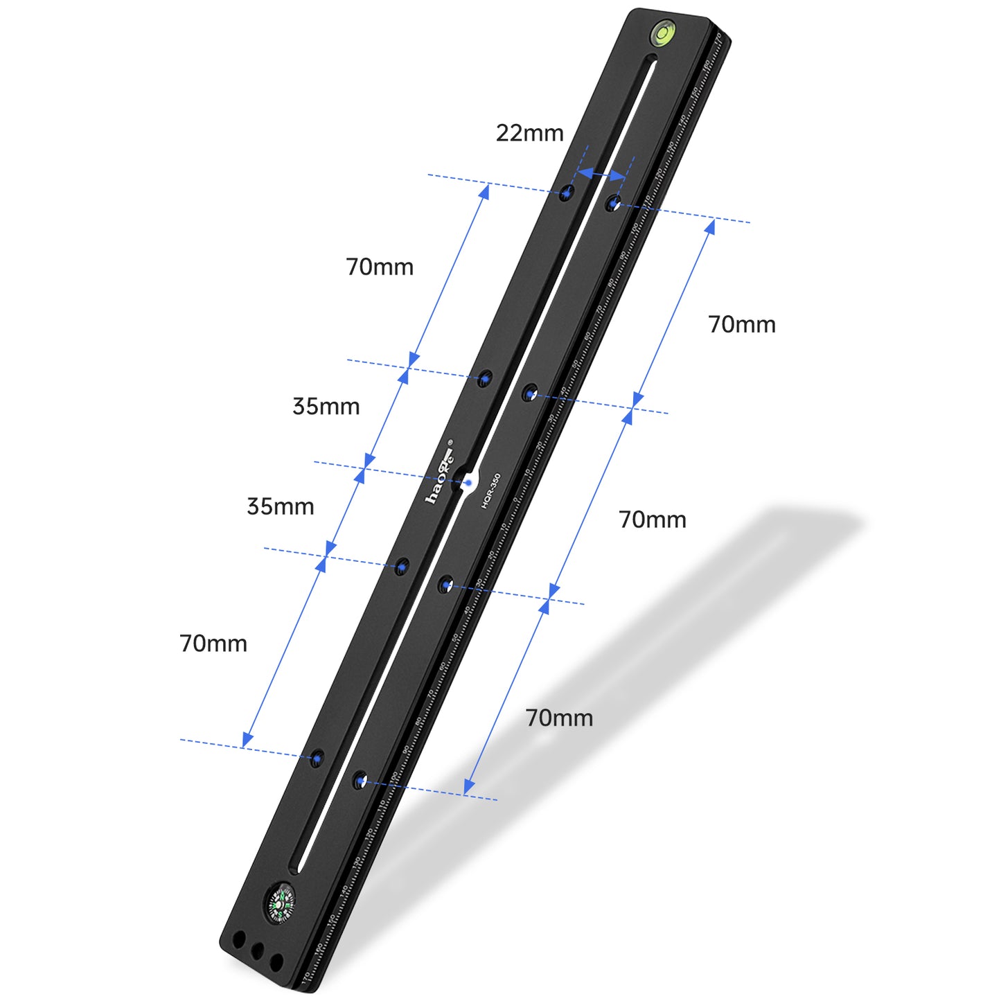 Haoge HQR-350 350mm Multi-purpose Dual Dovetail Long Quick Release Extender Rail Sliding Plate for Camera Tripod Ballhead Clamp fit Benro Arca Swiss Sunwayfoto