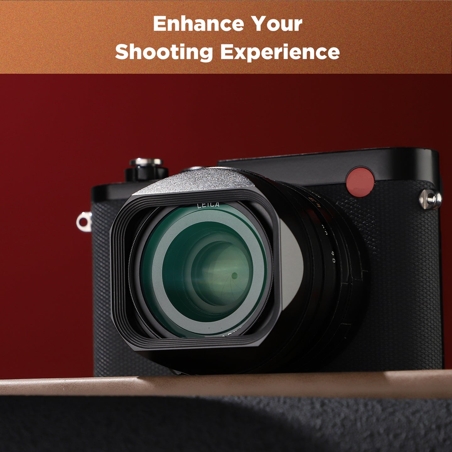 Haoge Metal Square Lens Hood for Leica Q3-28 Q2 Q QP TYP116 Camera Accessories Ultra Slim Screw-in Design 49mm UV Compatible LH-LQ343-13N