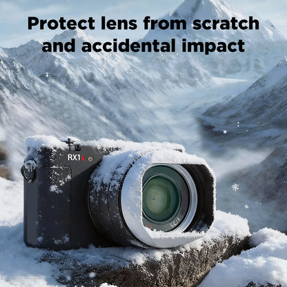 Haoge Metal Square Lens Hood for Sony RX1R3/RX1M2/RX1 FE 40mm F2.5 G FE 50mm F2.5 G FE 24mm F2.8 G Lens Shade on A7CII A7CR A7R4 Camera Bayonet  Mount Silver