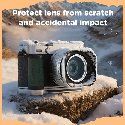 Haoge Silver 39/43/46/49/52mm Square Metal Screw-in Lens Hood for Fujifilm Canon Nikon Sony Leica Voigtlander Zeiss Nikkor Panasonic Pentax Contax Olympus Lens and Other Lens with Filter Thread