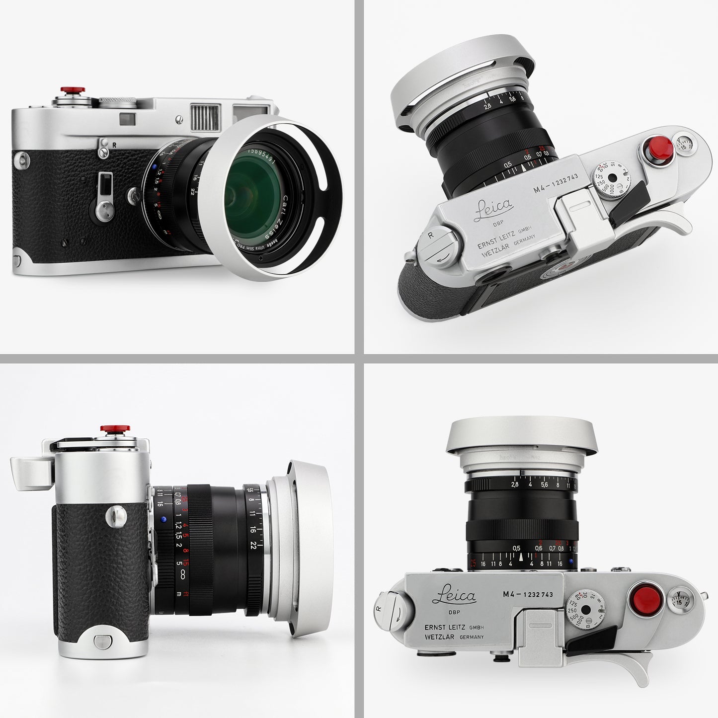 Haoge LH-ZV12 Round Metal Lens Hood for Carl Zeiss C Biogon T* 2.8/28 28mm f2.8 ZM, C Sonnar 1.5/50 50mm f1.5 ZM Lens silver