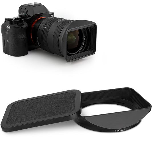Haoge LH-E245 Bayonet Square Metal Lens Hood Shade with Cap for Sony FE 24-50mm F2.8 G SEL2450G Lens