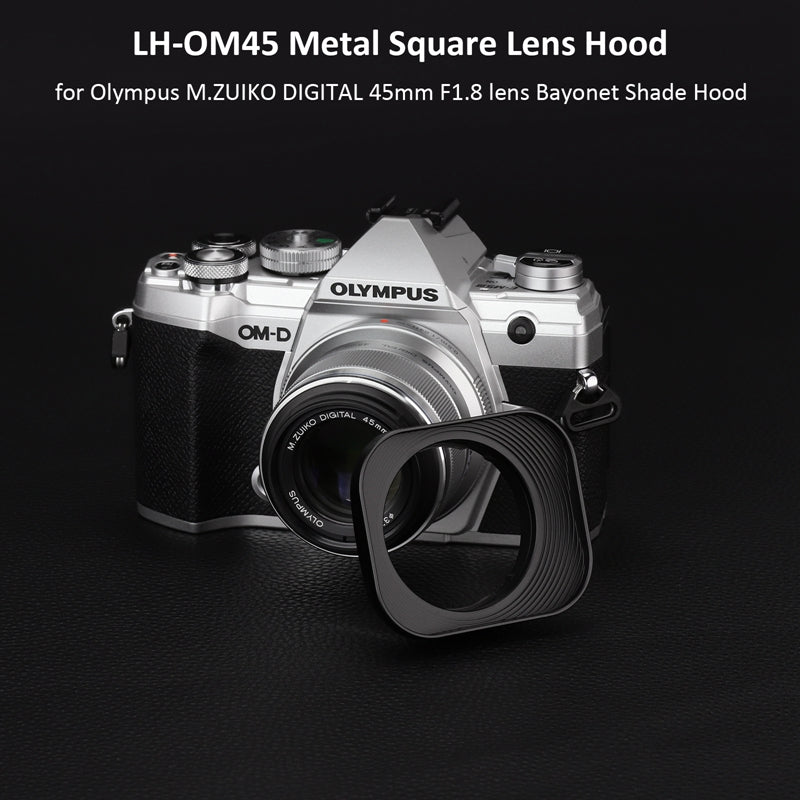 Haoge LH-OM45 Square Metal Lens Hood Shade for Olympus M. ZUIKO DIGITAL ED  45mm f/1.8 Lens 45/1.8