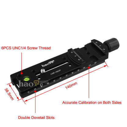 Haoge 140mm Nodal Slide Double Dovetail Focusing Rail Plate with Metal Quick Release Clamp and 60mm Plate for Camera Panoramic Panorama Close Up Macro Shoot fit Arca Swiss RRS Benro Kirk