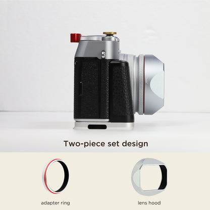 Haoge Square Metal Lens Hood for Fujifilm X100VI Fuji X100V X100F X100T X100S X70 Camera Silver with 49mm UV Filter Adapter Ring LH-XVI100S