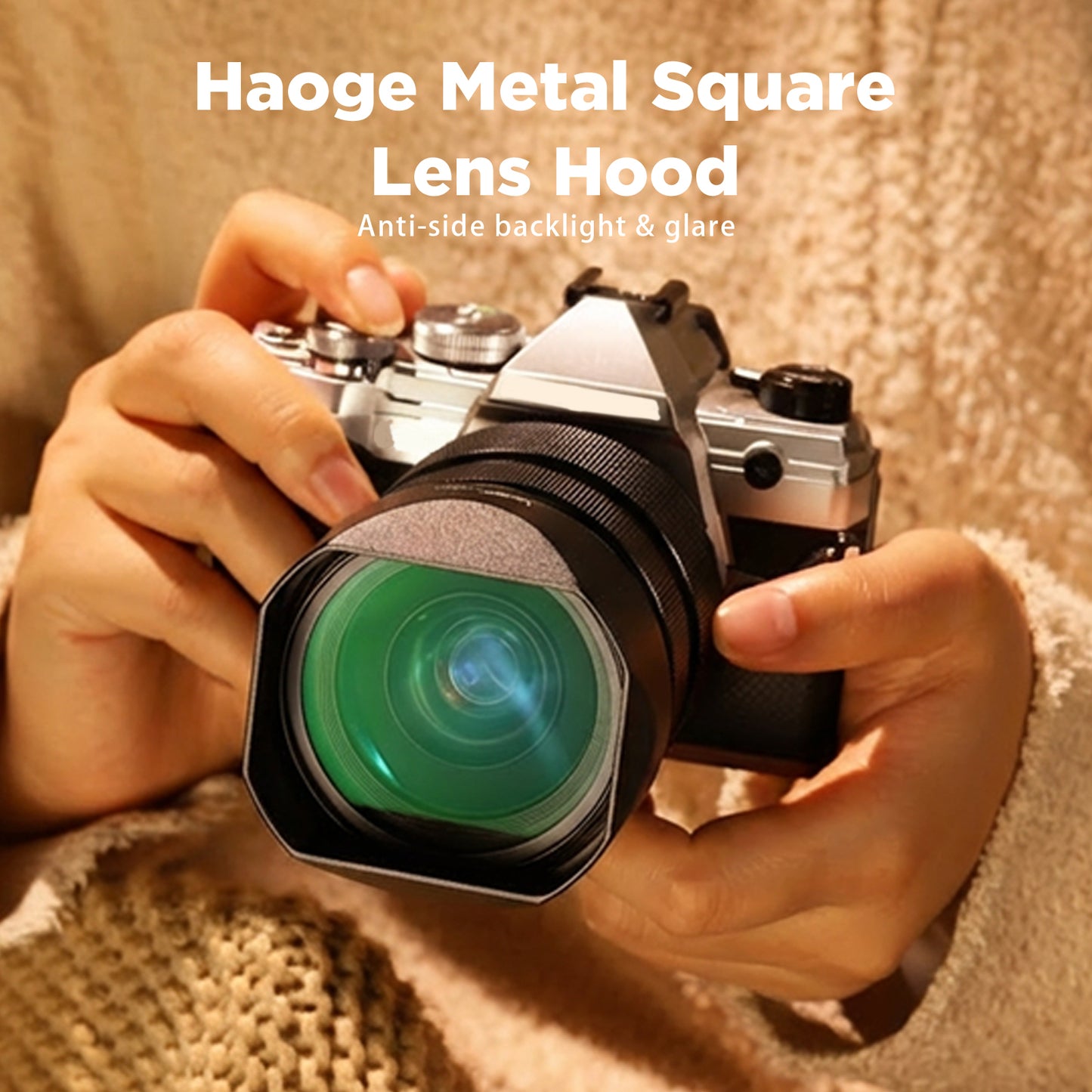Haoge LH-OP17 Square Metal Lens Hood Shade for Olympus M.ZUIKO DIGITAL ED 45mm F1.2 PRO Lens 45MM F1.2