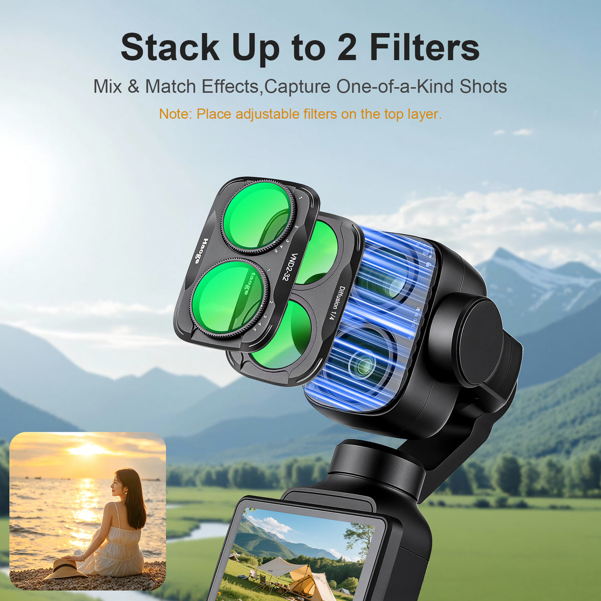 Haoge Magnetic CPL Polarizer Filter for DJI Osmo Pocket 4 Pro (4P),Multi Coated HD Optical Glass Filter,Ultra Slim Aluminum Frame with Screen Protector