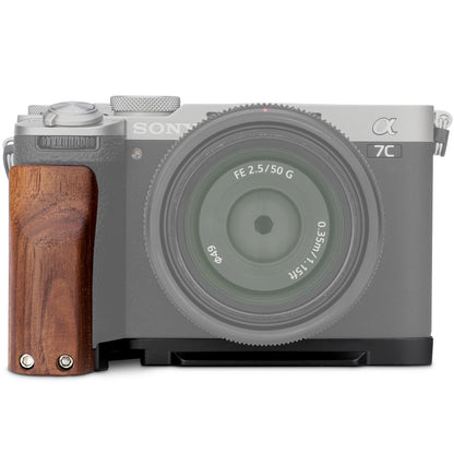 Haoge Wooden Side Handle for Sony A7CR a7cii Camera - Premium Rosewood Grip with Quick Release Plate, Extra Tripod 1/4 Hole & Hand Strap Hole Black HG-A7CR-B