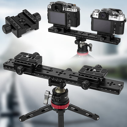 Haoge CP-50BII 50mm Subtend Double Dual Quick Release Clamp for Arca Swiss RRS Benro Rail Plate Nodal Slide