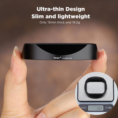 Haoge Metal Square Lens Hood for Leica Q3-28 Q2 Q QP TYP116 Camera Accessories Ultra Slim Screw-in Design 49mm UV Compatible LH-LQ343-13N