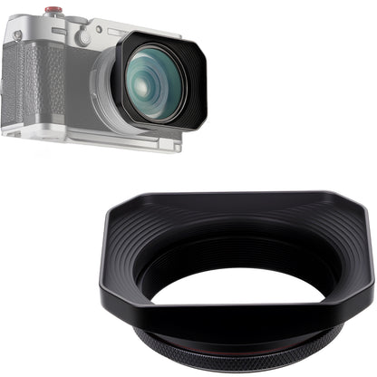 Haoge Square Metal Lens Hood with 49mm UV Filter Adapter Ring for Fujifilm X100VI Fuji X100V X100F X100T X100S X70 Fuji Photo Camera Accessories LH-X1006B Black