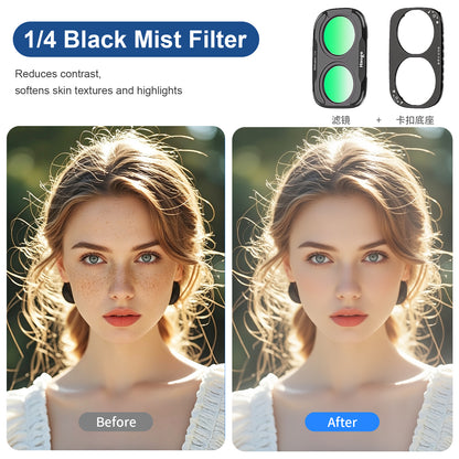 Haoge Magnetic Black Diffusion 1/4 Filter for DJI Osmo Pocket 4 Pro (4P),Multi Coated HD Optical Glass Filter,Ultra Slim Aluminum Frame with Screen Protector