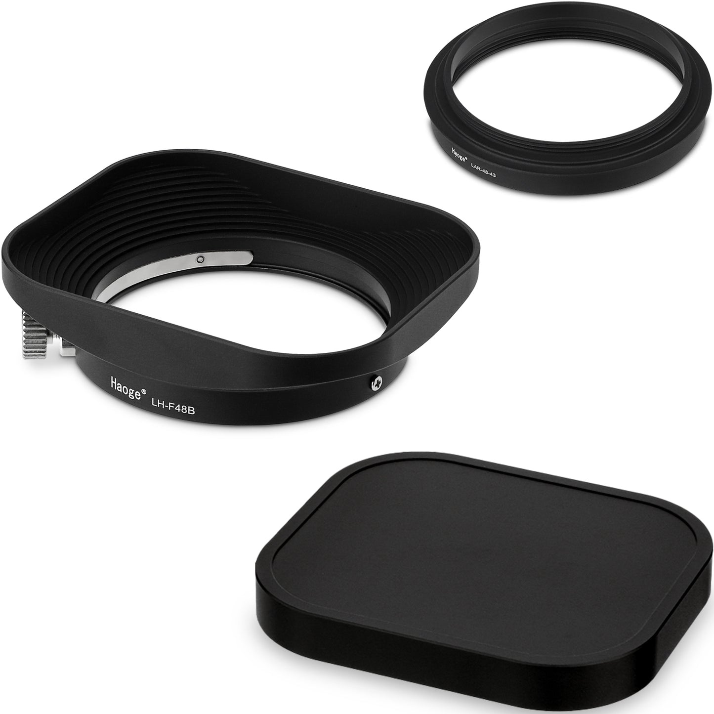 Haoge Silver 39/43/46/49/52mm Square Metal Screw-in Lens Hood for Fujifilm Canon Nikon Sony Leica Voigtlander Zeiss Nikkor Panasonic Pentax Contax Olympus Lens and Other Lens with Filter Thread