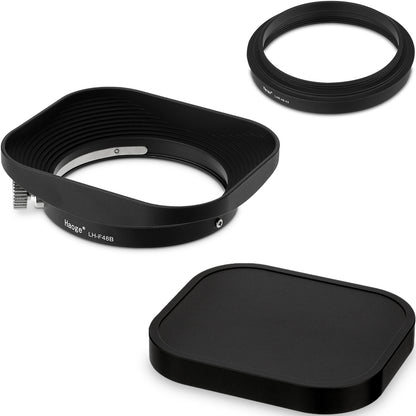 Haoge Silver 39/43/46/49/52mm Square Metal Screw-in Lens Hood for Fujifilm Canon Nikon Sony Leica Voigtlander Zeiss Nikkor Panasonic Pentax Contax Olympus Lens and Other Lens with Filter Thread