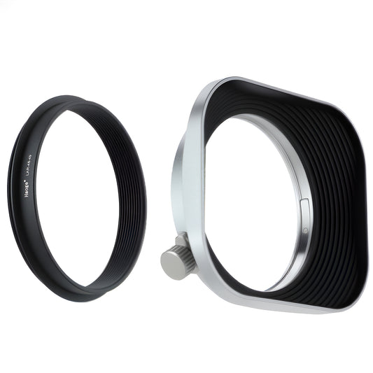 Haoge Silver 39/43/46/49/52mm Square Metal Screw-in Lens Hood for Fujifilm Canon Nikon Sony Leica Voigtlander Zeiss Nikkor Panasonic Pentax Contax Olympus Lens and Other Lens with Filter Thread