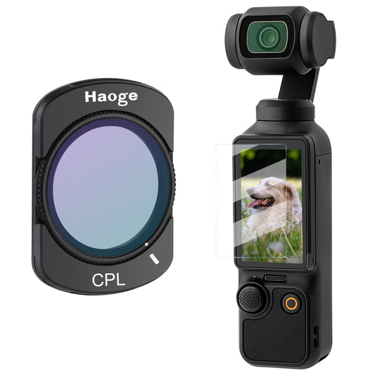 Haoge Magnetic CPL Filter for DJI Osmo Pocket 3 Creator Combo Accessories,Multi-Coated Circular Polarizer Filter with Screen Protector,Action Camera Accessories