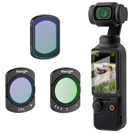 Haoge Magnetic Filters Set for DJI Osmo Pocket 3,Includes CPL,ND2-32,1/4 Black Diffusion,and Screen Protector,Multi-Coated Optical Glass,Filter kit Vlog Video Accessory